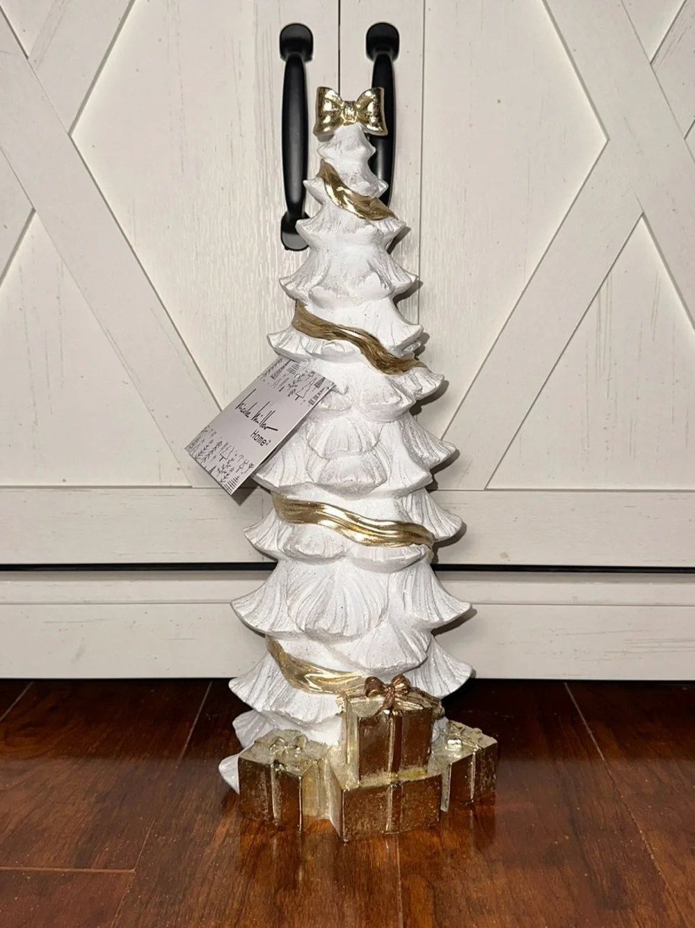 Nicole Miller White & Gold Decorative Christmas Tree with Presents